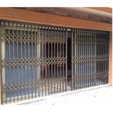 Entry aluminum alloy glass grill sliding door with burglar proof collapsible security grilles